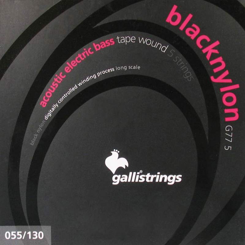 Struny na akustickú 5-strunovú basgitaru Galli Black Nylon G-77-5 - 1